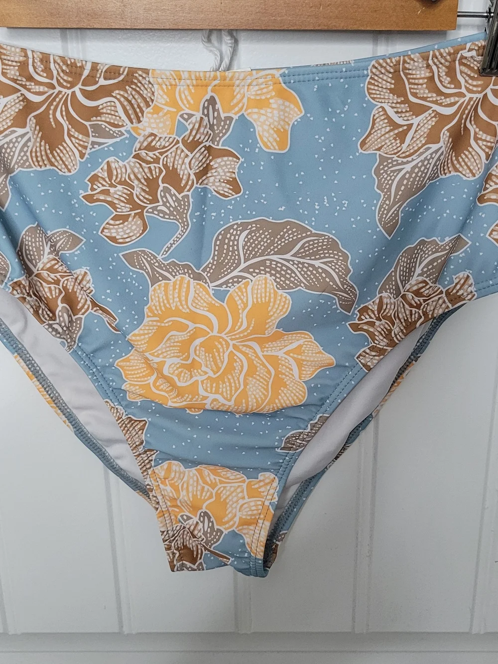 High-Waist Floral Bikini Set - Blue & Yellow